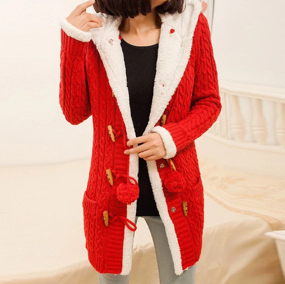 Casual Knit Button Warm Hooded Cardigan - Koyers