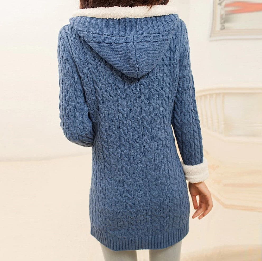 Casual Knit Button Warm Hooded Cardigan - Koyers