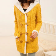 Casual Knit Button Warm Hooded Cardigan - Koyers