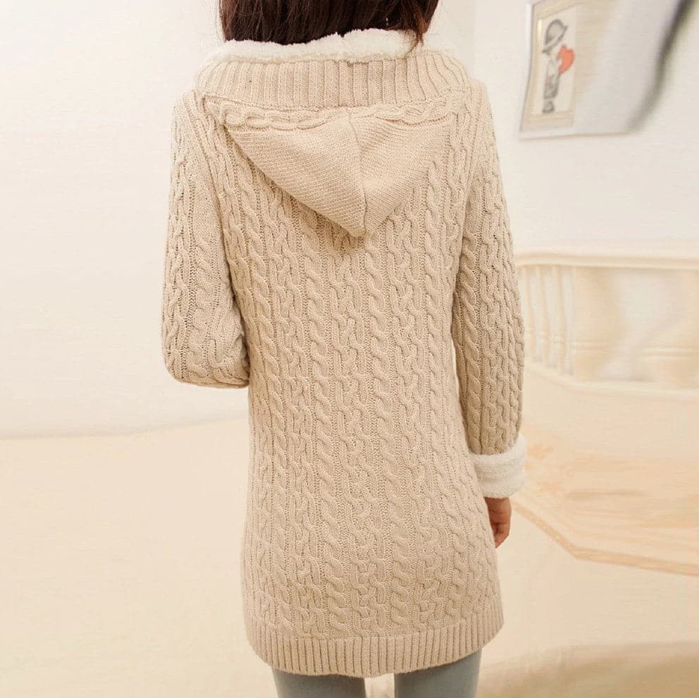 Casual Knit Button Warm Hooded Cardigan - Koyers