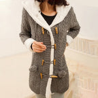 Casual Knit Button Warm Hooded Cardigan - Koyers