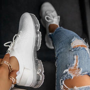 Lace-Up Woven Air Cushion Mesh Sneakers - Koyers