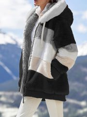 Fashionable Patchwork Plush Comfy Hooded Jacket - Koyers