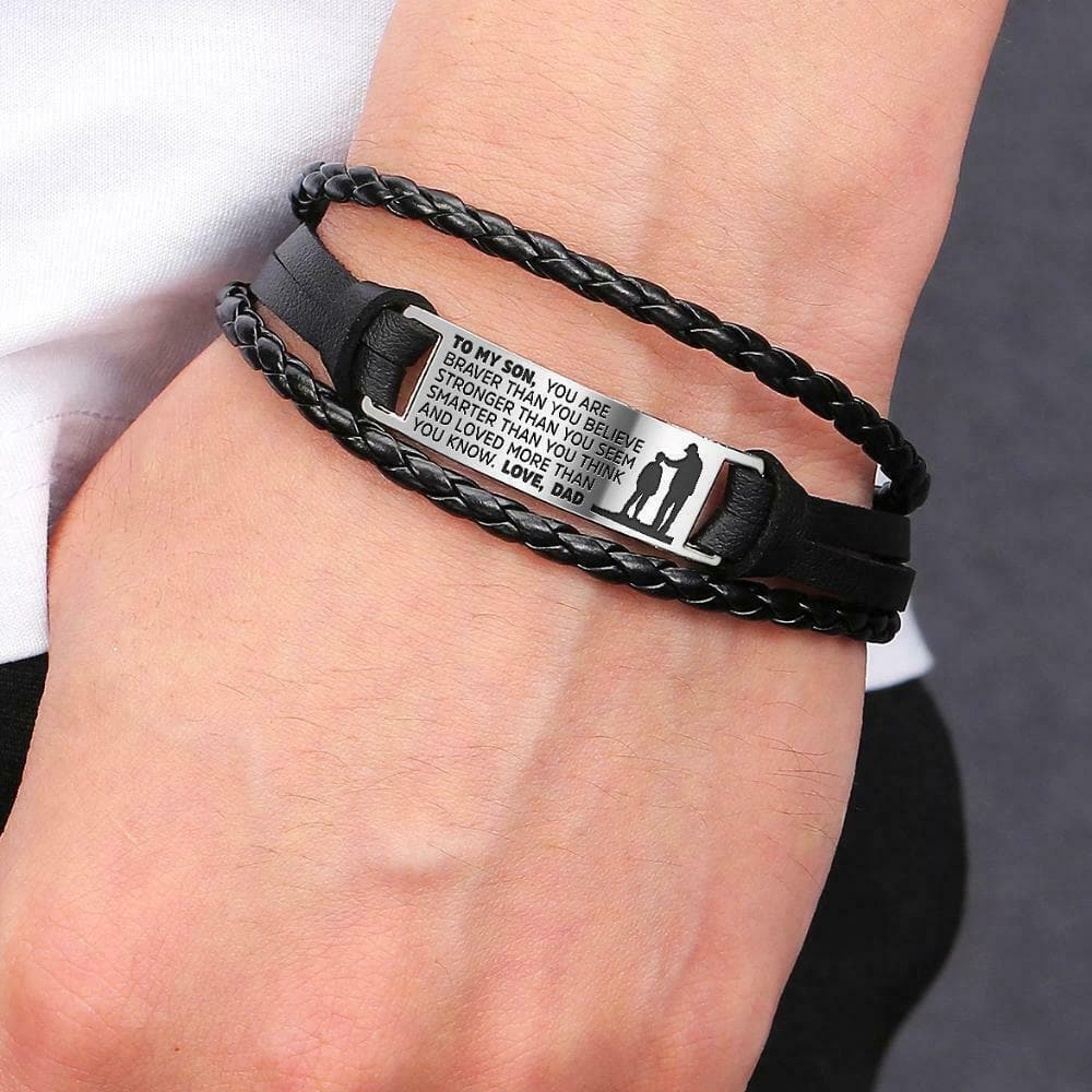 To My Son - Steel & Leather Style Bracelet - Koyers