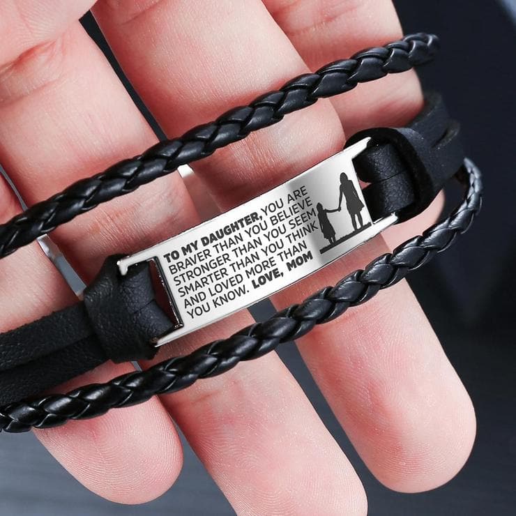 To My Daughter - Steel & Leather Style Bracelet - Koyers
