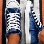 Comfy Flat Heel Lace-up Denim Canvas Shoes - Koyers