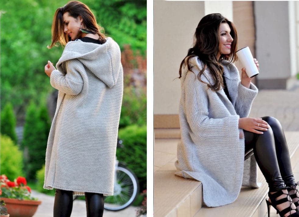 Fashionable Knitted Long Hooded Cardigan - Koyers