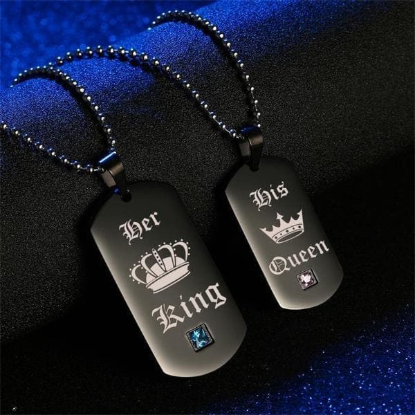 Her King & His Queen Couple Crystal Necklace - Koyers