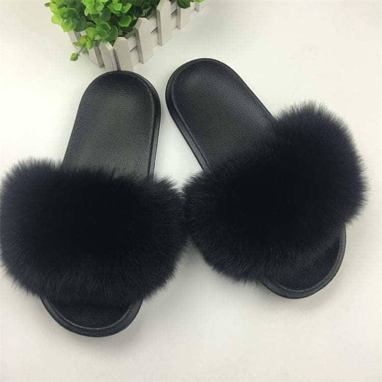 Fluffy Fox Fur Slippers - Koyers