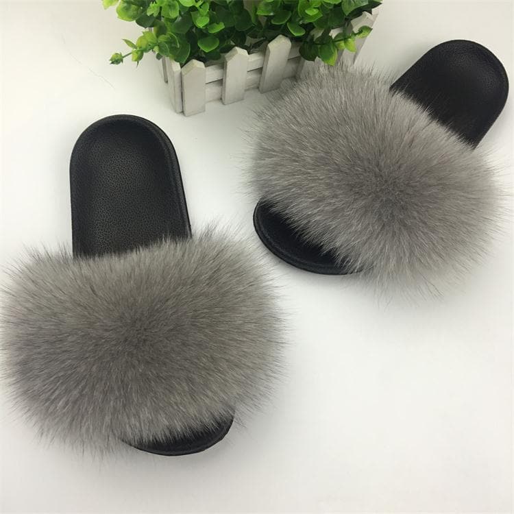 Fluffy Fox Fur Slippers - Koyers