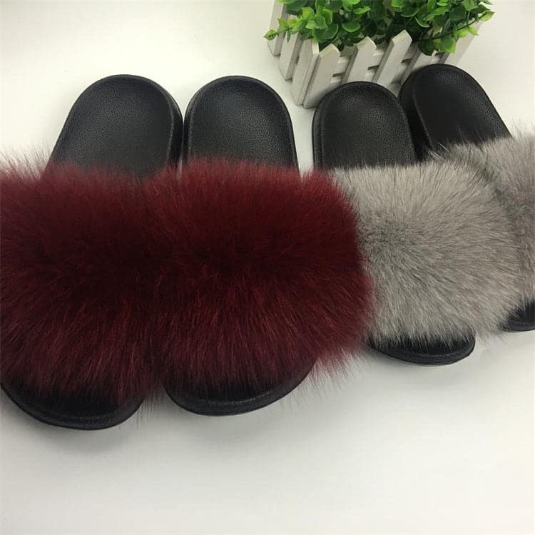 Fluffy Fox Fur Slippers - Koyers