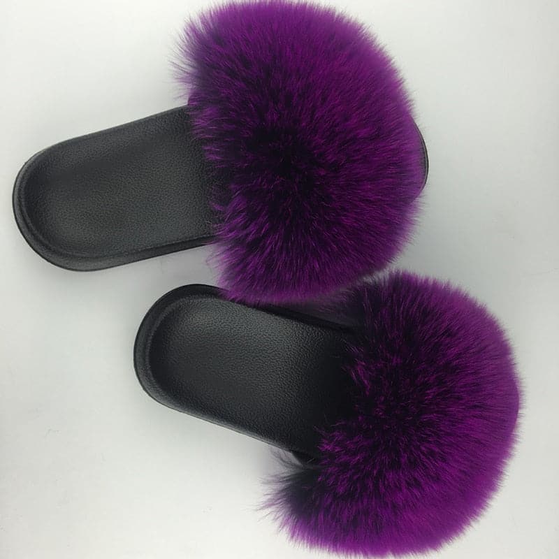 Fluffy Fox Fur Slippers - Koyers