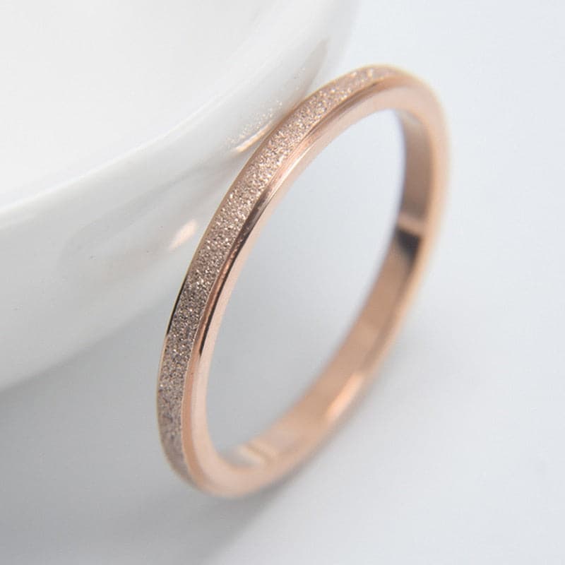 Simple Scrub Stainless Steel Women 's Rings - Koyers