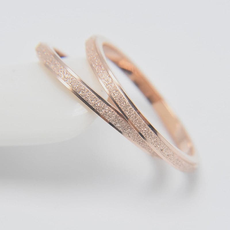 Simple Scrub Stainless Steel Women 's Rings - Koyers