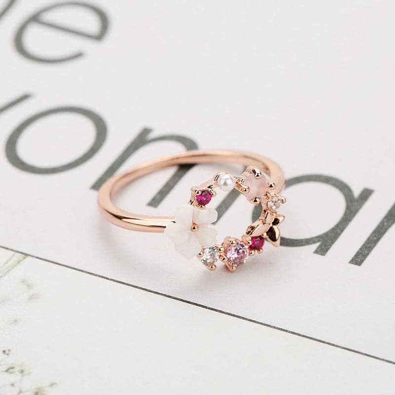 Butterfly Flowers Crystal Finger Rings - Koyers