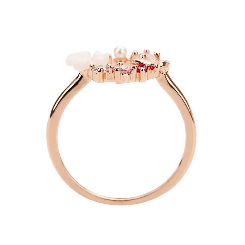 Butterfly Flowers Crystal Finger Rings - Koyers