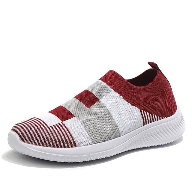 Women Breathable Mesh Slip-on Flat Shoes - Red / (US 8 | UK 6)