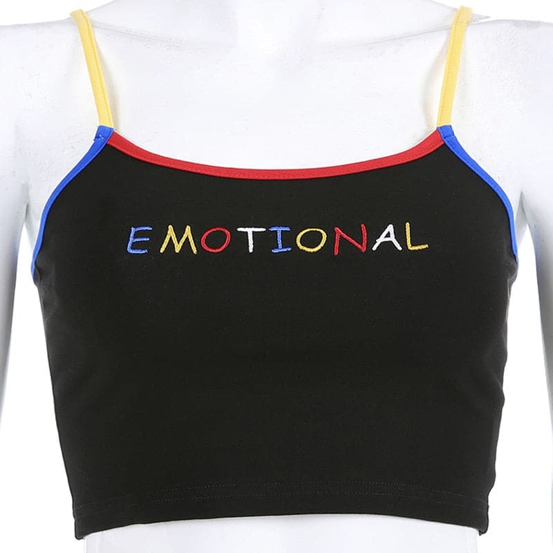 Cute Embroidered Cami Cropped Tank Top - Koyers