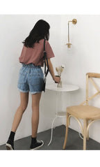High Waist Loose Denim Shorts - Koyers