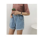 High Waist Loose Denim Shorts - Koyers