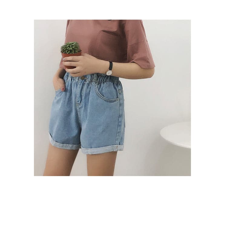 High Waist Loose Denim Shorts - Koyers