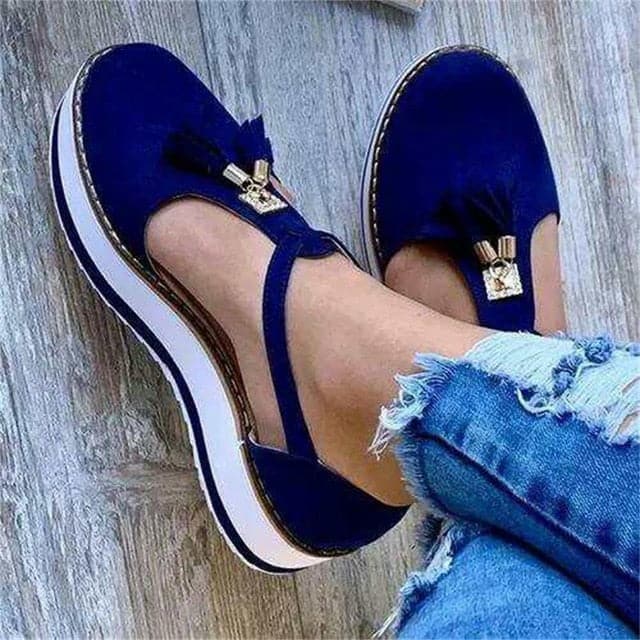Women's Tassel Round Toe Flat Heel Pumps - Koyers