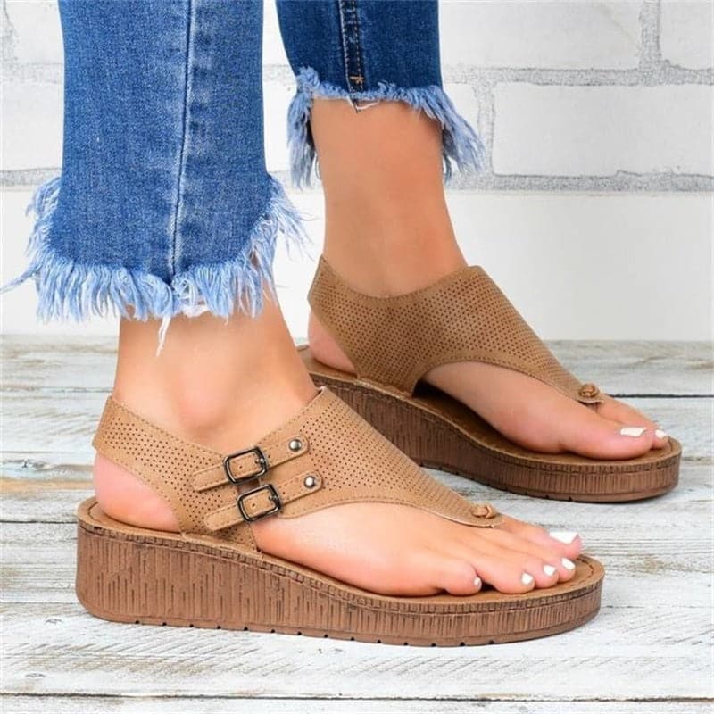 Perforated Toe Wedge Sandal - Koyers