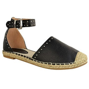 Leatherette Espadrilles Flats With Buckle Strap Sandals - Koyers