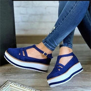 Women's Round Toe Platform Buckle Strap Hollow-out Shoes - Koyers