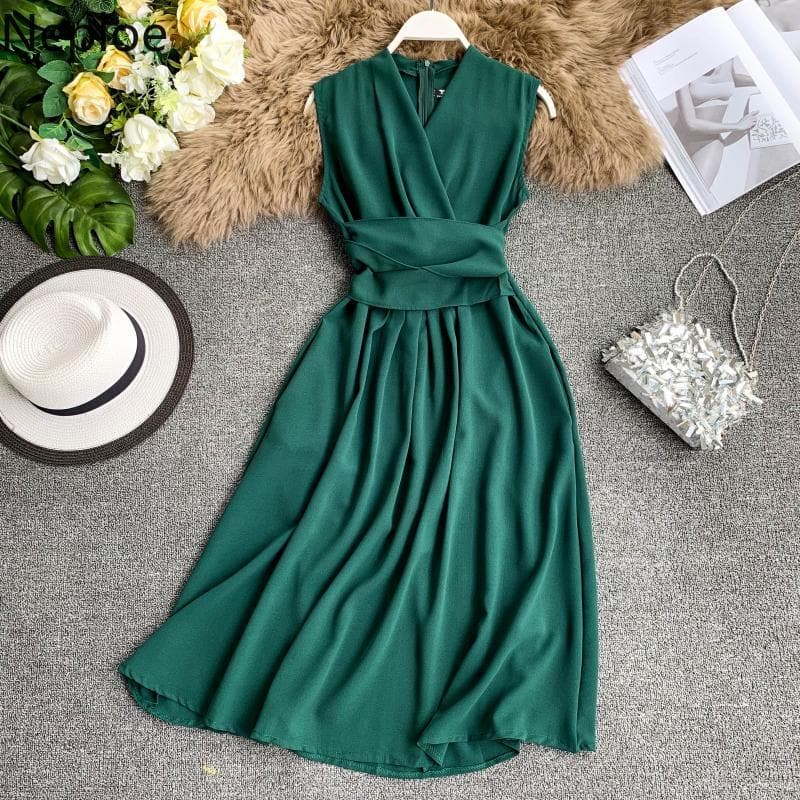 V-Neck Sleeveless Dresses French Chic - Koyers
