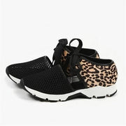 Women's Hollow Out Animal Print Lace Up Sneakers - Koyers