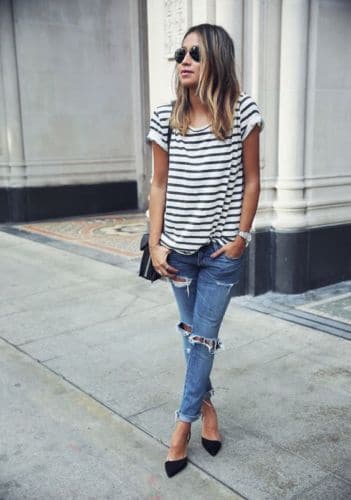 Women Casual Long Sleeve Striped Shirt - Koyers