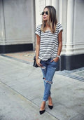 Women Casual Long Sleeve Striped Shirt - Koyers