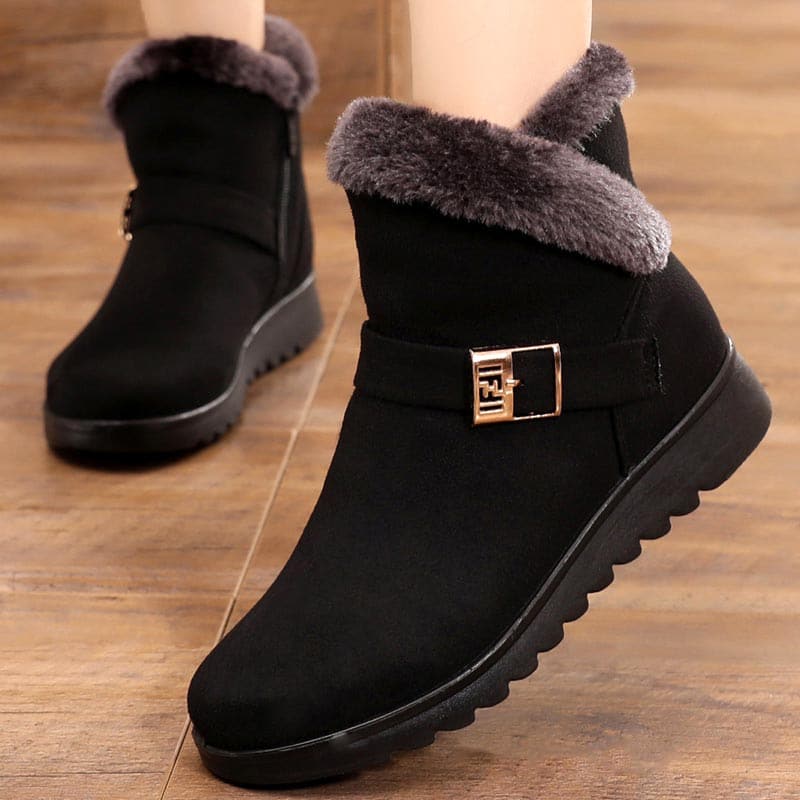Suede Plush Zipper Orthopedic Ankle Boots - Koyers