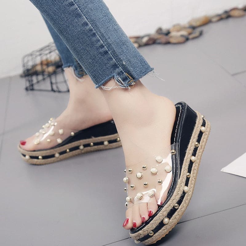 Elegant Pearl Platform Sandals - Koyers