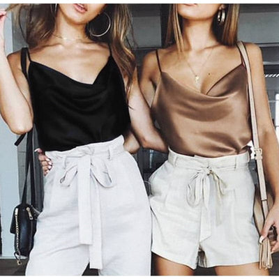 Backless V-Neck Satin Camisole - Koyers
