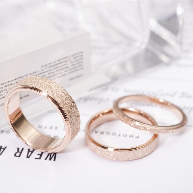 Simple Scrub Stainless Steel Women 's Rings - Koyers