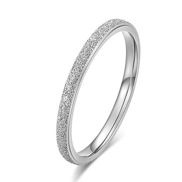 Simple Scrub Stainless Steel Women 's Rings - Koyers