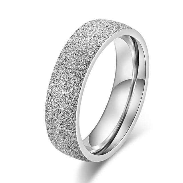 Simple Scrub Stainless Steel Women 's Rings - Koyers