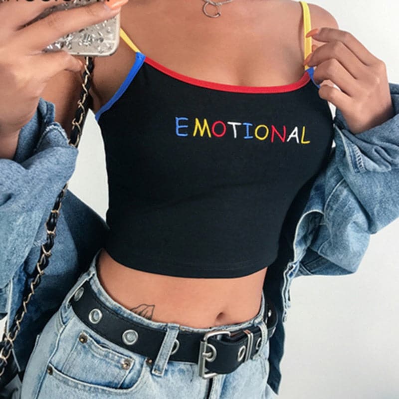 Cute Embroidered Cami Cropped Tank Top - Koyers