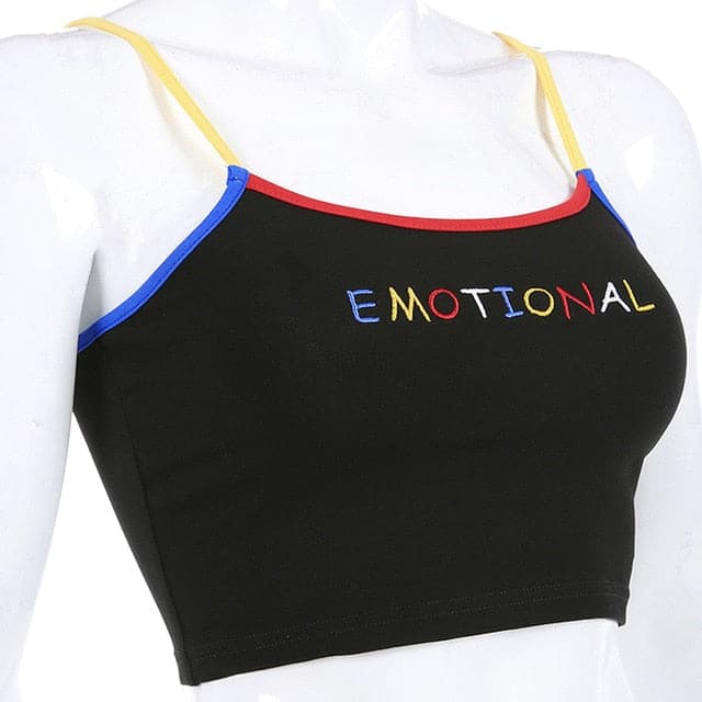 Cute Embroidered Cami Cropped Tank Top - Koyers