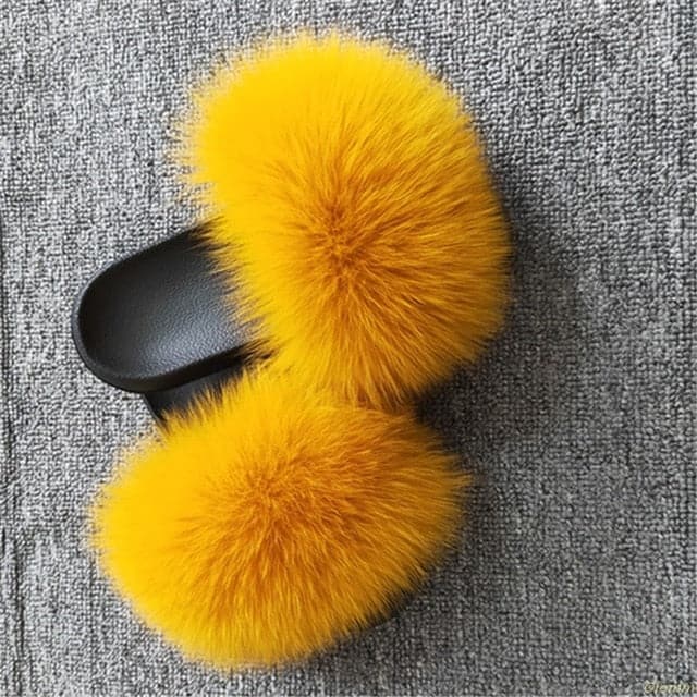 Fluffy Fox Fur Slippers - Koyers