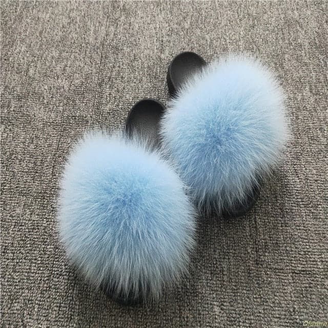 Fluffy Fox Fur Slippers - Koyers