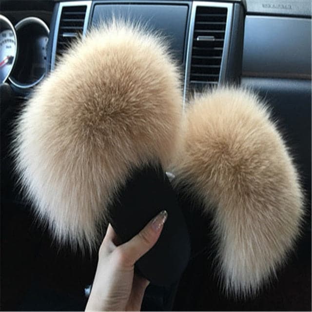 Fluffy Fox Fur Slippers - Koyers