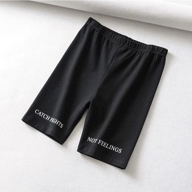 Fashion Letter Print High Waist Biker Shorts - Koyers