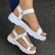 Flat Heel Velcro Cross-strap Platform Sandals - Koyers