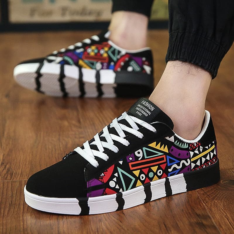 Casual Print Graffiti Canvas Multicolor Men Sneakers - Koyers