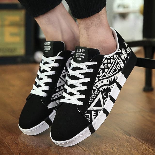 Casual Print Graffiti Canvas Multicolor Men Sneakers - Koyers