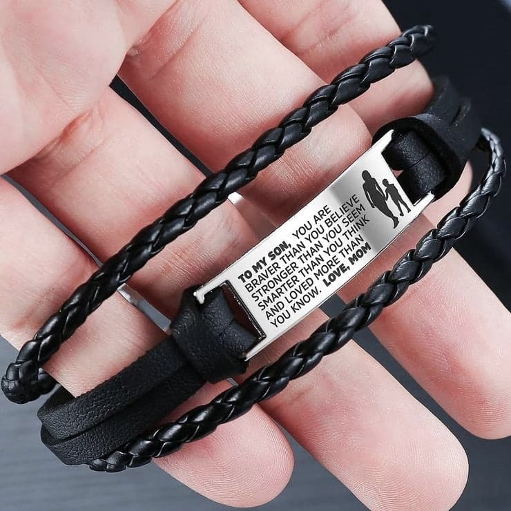 To My Son - Steel & Leather Style Bracelet - Koyers
