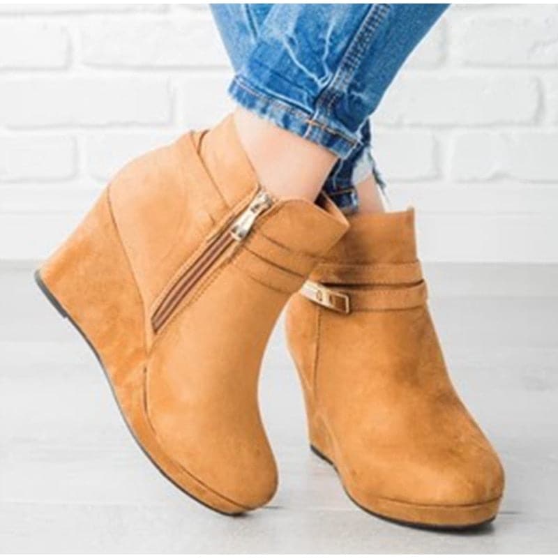 Comfy Wedge Suede Slip-On Boots - Koyers